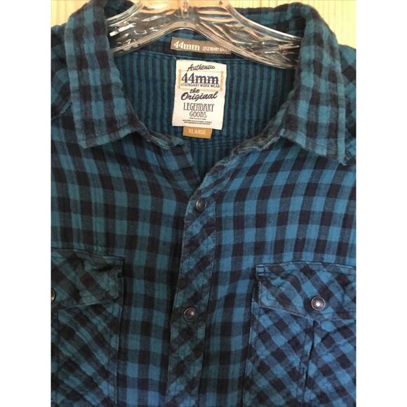 44mm Legendary Work Wear Original Vintage Men’s XL Blue Plaid Snap Button Shirt - Picture 2 of 16